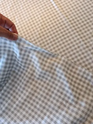 Funda nórdica cuadros Vichy gris cama 135/150