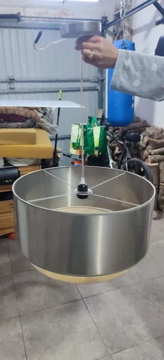 Lámpara Comedor Vintage Tela y Metal