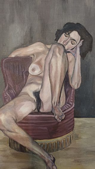 Cuadro al óleo desnudo femenino
