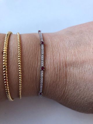 Pulsera Oro Blanco con Rubíes y Circonitas