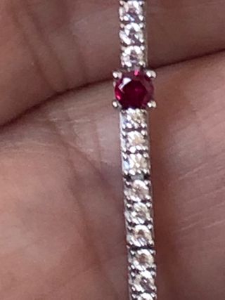 Pulsera Oro Blanco con Rubíes y Circonitas