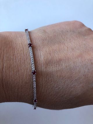 Pulsera Oro Blanco con Rubíes y Circonitas