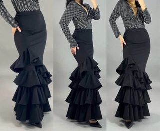 Falda flamenca negra L