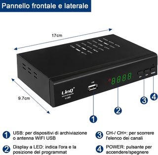 Decodificador DVB-T2, HD 1080p H.265 HEVC Receptor