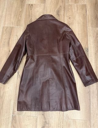 Abrigo largo piel marrón vintage