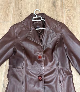 Abrigo largo piel marrón vintage