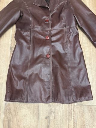 Abrigo largo piel marrón vintage