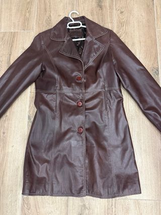 Abrigo largo piel marrón vintage