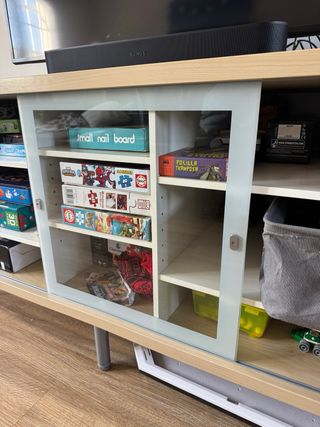 Mueble TV madera y cristal