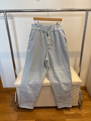 Pantalón ancho azul cintura alta