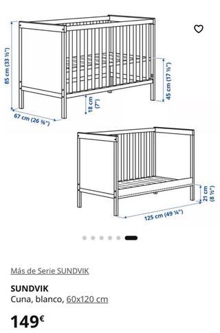 Cuna bebé 2 posiciones + colchón