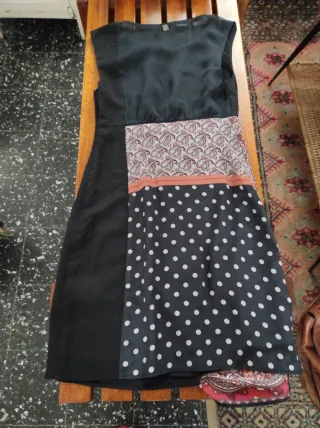 Liu Jo Vestito Seta Nero Fantasia