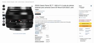Carl Zeiss Planar ZE 50mm f/1.4 para camaras Canon