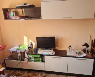 Mueble salón madera oscura