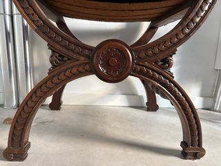 Preciosa silla antigua - madera / metal / cuero