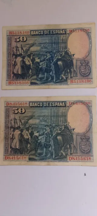 4 Billetes España 2 de 50 y dos 25 Pesetas,colecci