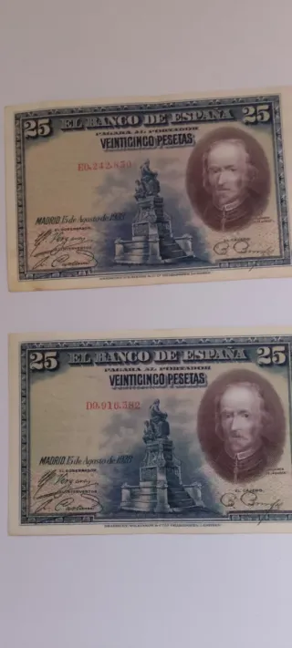 4 Billetes España 2 de 50 y dos 25 Pesetas,colecci