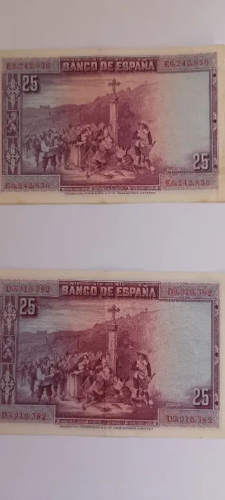 4 Billetes España 2 de 50 y dos 25 Pesetas,colecci