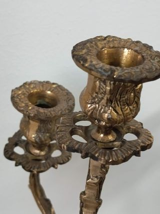 Candelabros antiguos (pareja) aleación cobre
