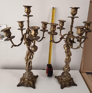 Candelabros antiguos (pareja) aleación cobre