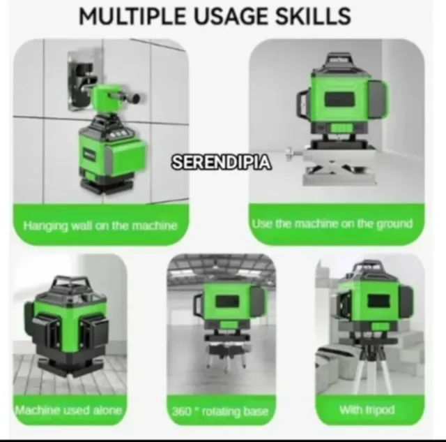 NIVEL LÁSER 4D 16 LÍNEAS CON TRÍPODE Y 2 BATERÍAS.