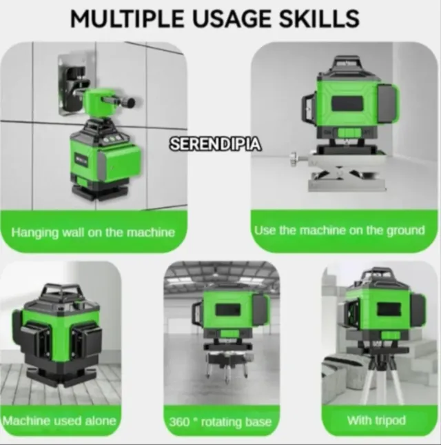 NIVEL LÁSER 4D 16 LÍNEAS CON TRÍPODE Y 2 BATERÍAS.