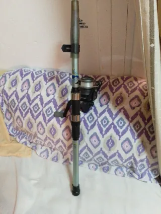 Caña de pescar con carrete