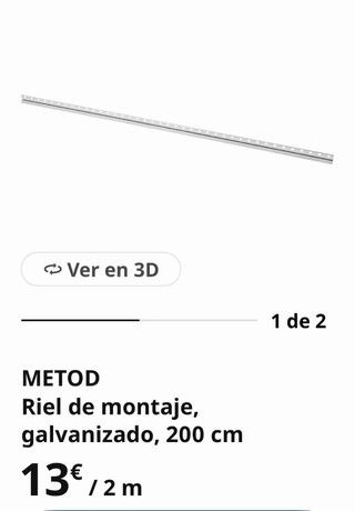 Ikea METOD Riel Montaje Galvanizado 200cm