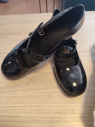 Zapatos Merceditas Negro Mary Jane Tacón Talla 38