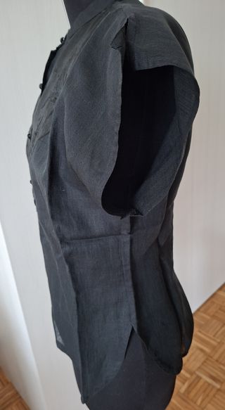 Blusa vintage anni '90 lino e organza nera