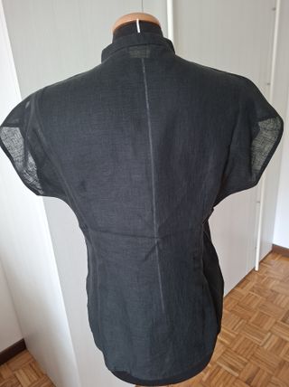 Blusa vintage anni '90 lino e organza nera