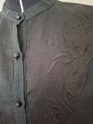 Blusa vintage anni '90 lino e organza nera