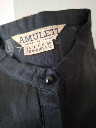 Blusa vintage anni '90 lino e organza nera