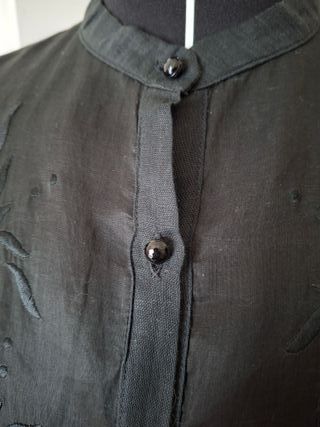 Blusa vintage anni '90 lino e organza nera