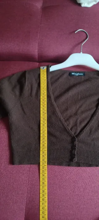 Cardigan crop marrone