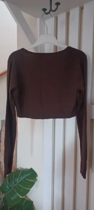 Cardigan crop marrone