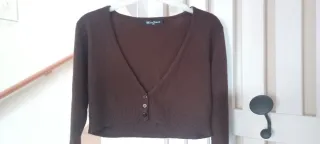 Cardigan crop marrone