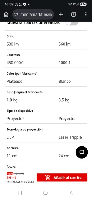 Proyector LG PU615U 4K UHD Plateado