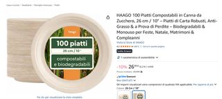 100 Piatti Compostabili Canna da Zucchero
