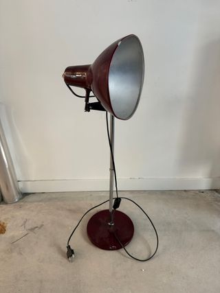 Lámpara de pie vintage burdeos metal