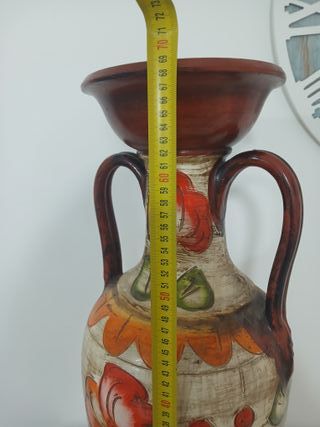 Vaso Anfora Terracotta 70cm Fiori Incisi