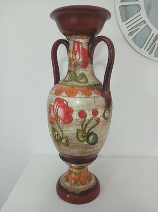 Vaso Anfora Terracotta 70cm Fiori Incisi