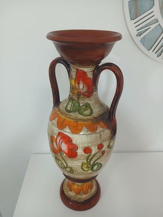 Vaso Anfora Terracotta 70cm Fiori Incisi