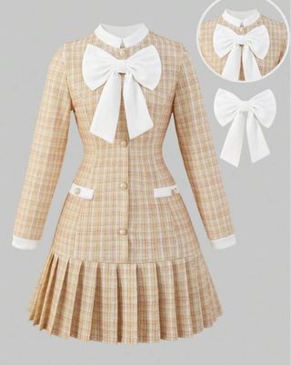 Vestido niña beige y blanco nuevo