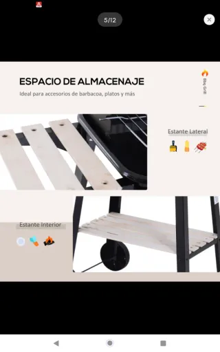 Barbacoa Carbón Jardín Negra/Gris