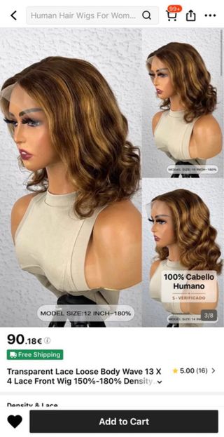 Peluca Balayage Cabello Humano 12