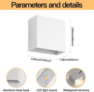 2 Apliques LED Cuadrados Blancos 12W