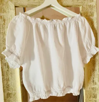 Blusa Zara Blanca Hombros Descubiertos
