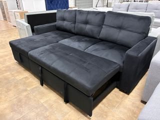 Sofá Cama Chaise Longue Negro Tercio Pelo!