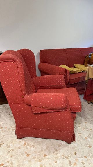 Sofá 5 plazas tela rojo
